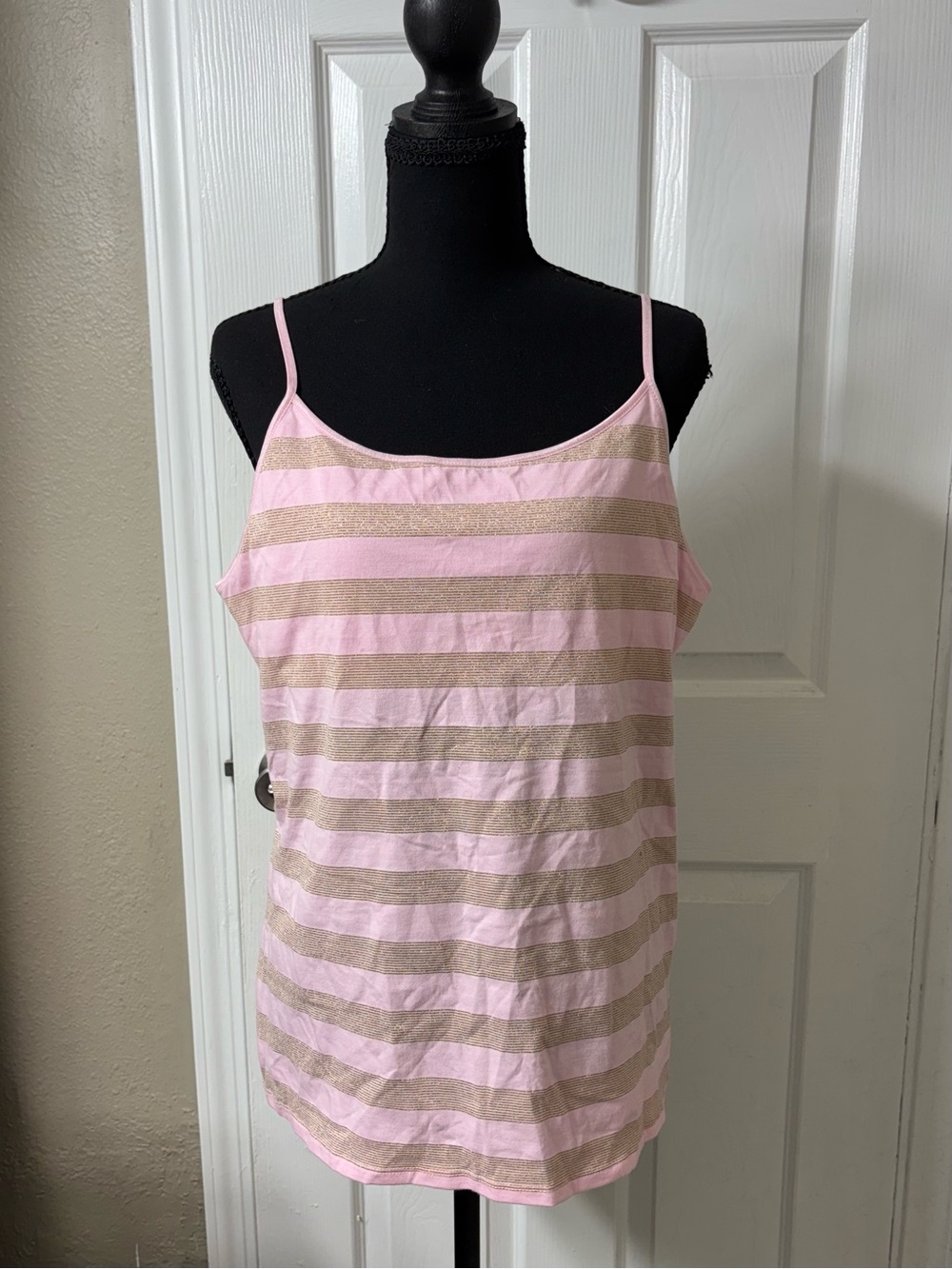 Mossimo Supply Co. Pink & Gold Striped Spaghetti Strap Tank